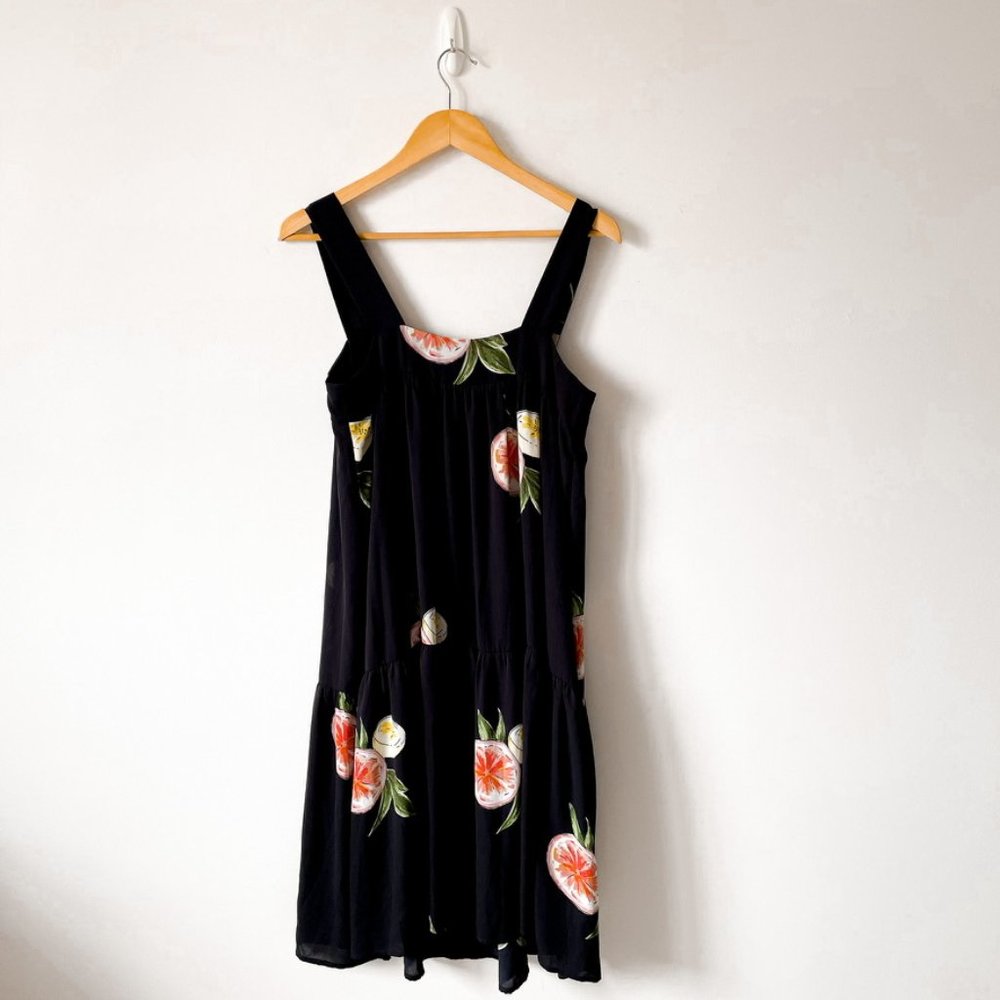 Tristan Citrus Grapefruit Lemon Tiered Sleeveless Dress Sz M